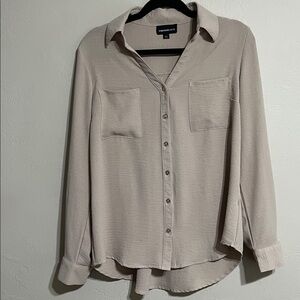 Elegant Beige Button-Up Blouse